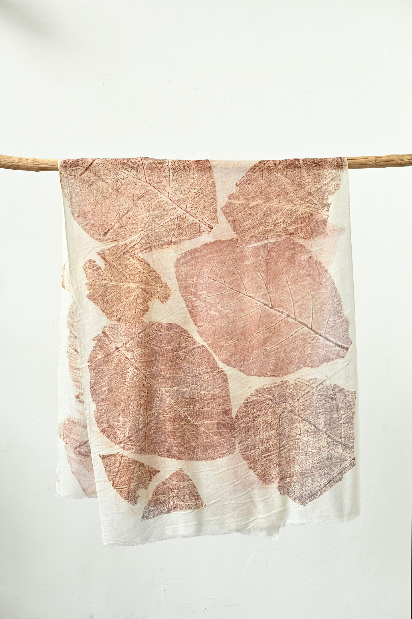 Botanical print scarf made with natural color.